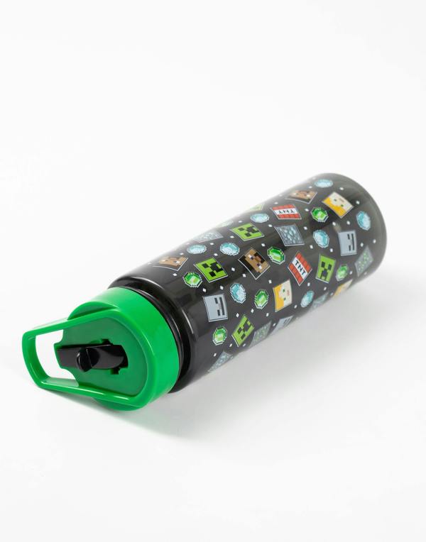 Minecraft Unisex Kids Black Printed Straw Water Bottle (One Size)