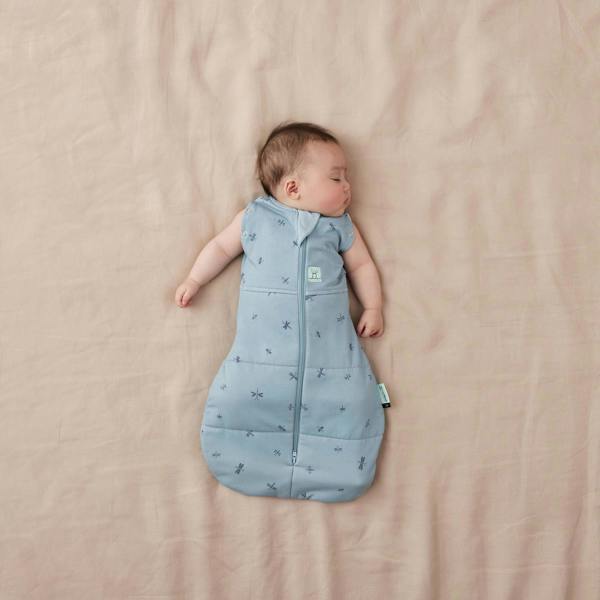 Organic Winter Cocoon Swaddle Sleeping Bag - Blue Dragonflies - 2.5 TOG