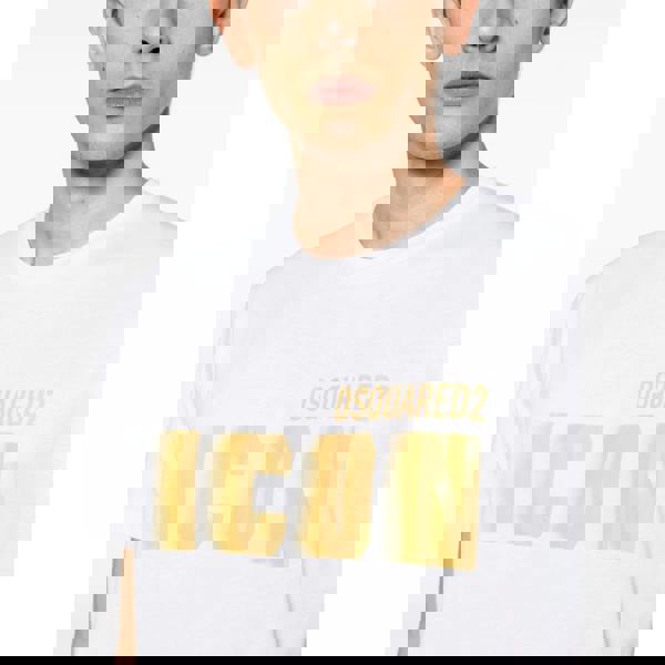 Dsquared Icon Blur Cool Yellow logo Cotton T-Shirt   in  Yellow