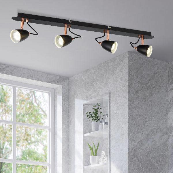 Pagazzi Lighting Petra 4 Light Black Ceiling Spotlight Bar
