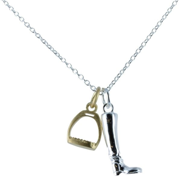 Sterling Silver Boot and Gold Plated Stirrup Necklace