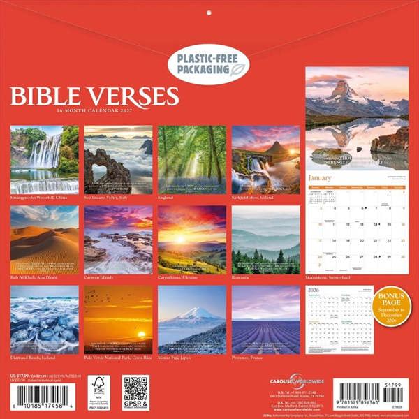 Religion Bible Verses Calendar 2027, Wall Calendars, Month To View, Lifestyle, Gift