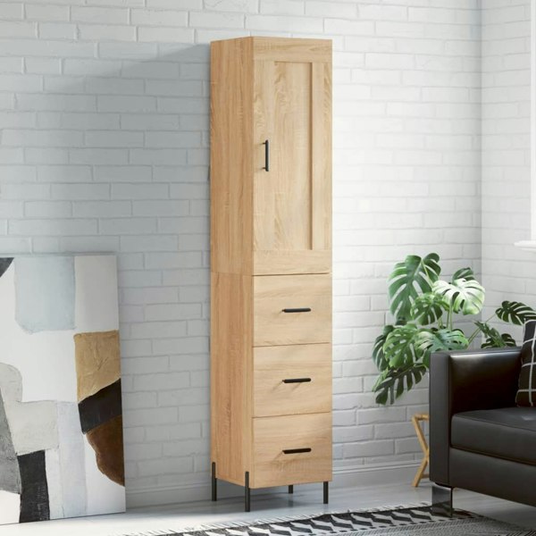 Berkfield Highboard Sonoma Oak 34.5x34x180 cm Engineered Wood