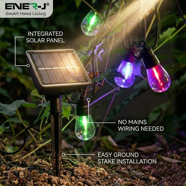 ENER-J Solar RGB Meteor Show String Lights for festive season, 10 Meters 10 Lamps, IP44