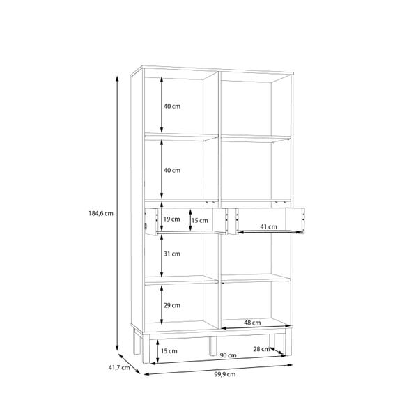 Wyld Haus Niva Light Grey and Natural Oak Effect Display Cabinet 4 Doors 2 Drawers