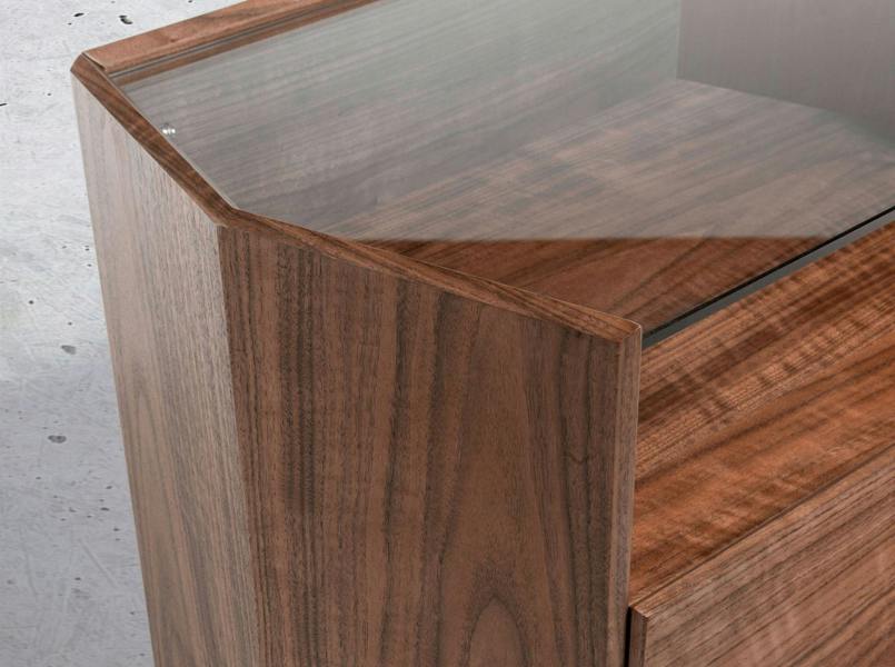 Angel Cerdá Walnut bedside table with tempered glass top 7072