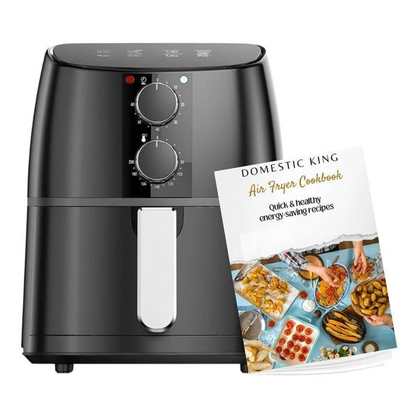 Dragodirect 4L Air Fryer With Recipe Book, Timer & Temperature Control Black