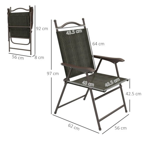Wyld Haus Covani Set Of 2 Metal Dark Brown Folding Garden Chairs With Fabric Mesh Seats