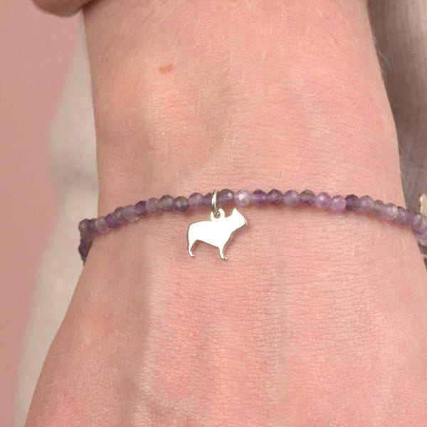 French Bulldog Silhouette Crystal Bracelet - Personalised - MYLEE London