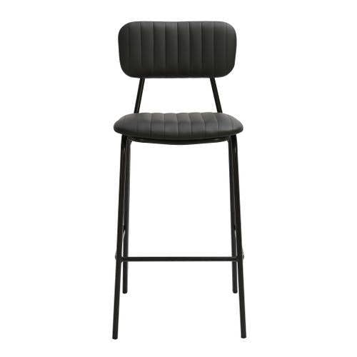 Lamboro Belluno Kitchen Bar Stool with Fixed Height and Backrest, Black