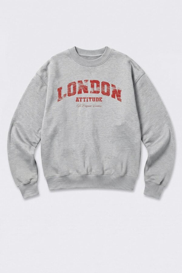 London Attitude Relaxed Fit Collegiate Graphic Sweatshirt in Red
