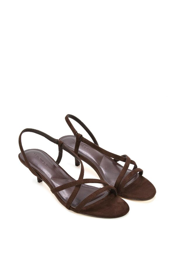 XY LONDON Slip On Strappy Slingback Kitten Heeled Sandals