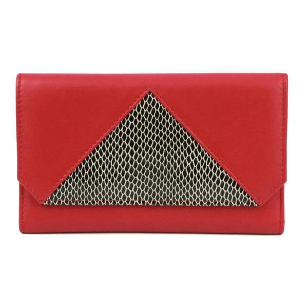 Eastern Counties Leather Connie Snake Print Leather Purse - Red/Black