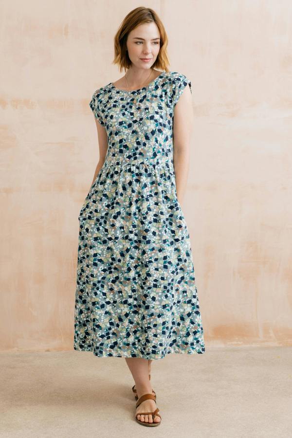 Lily & Me Sway Organic Cotton Jersey T-Shirt Dress Water Violet Ocean