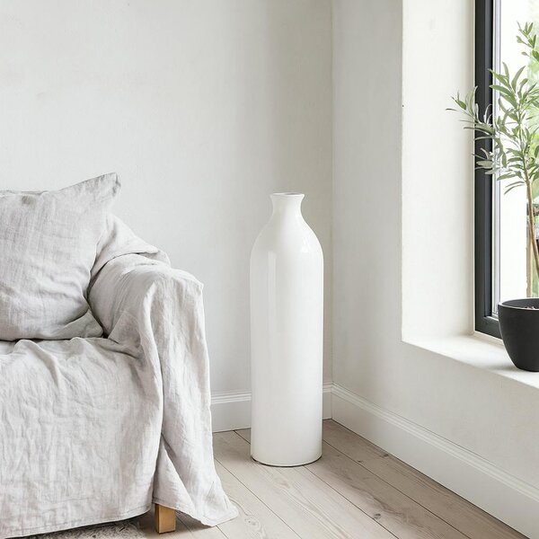 Wyld Haus Sagebloom White Glazed Ceramic Bottle Vase Crackle Effect