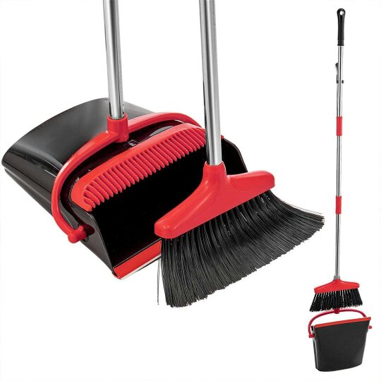 Havendro Dustpan and Brush Set Extra Long Home Kitchen Handle Vertical Broom Cleaning Kit