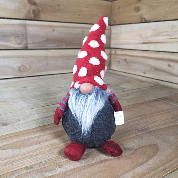 Samuel Alexander 32cm Festive Christmas Red & Grey Bearded Gonk with White Polka Dot Hat