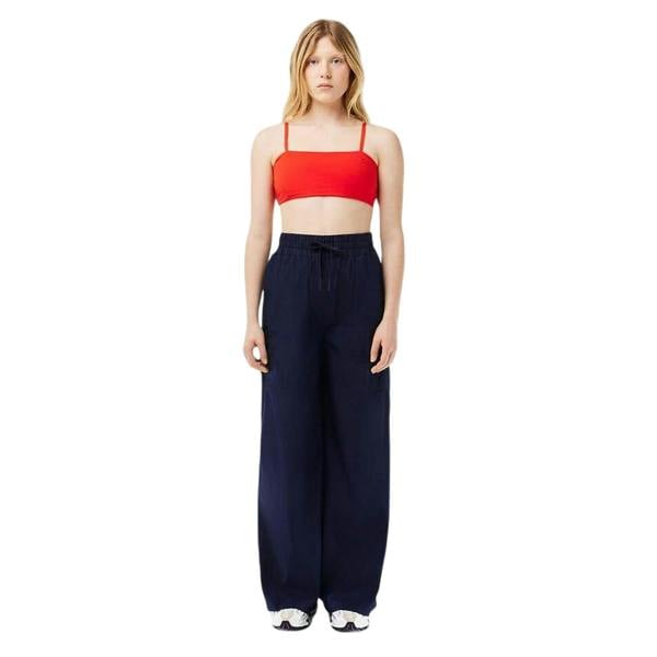 Lacoste Womens/Ladies Oversized Wide Leg Trousers - Navy Blue - 