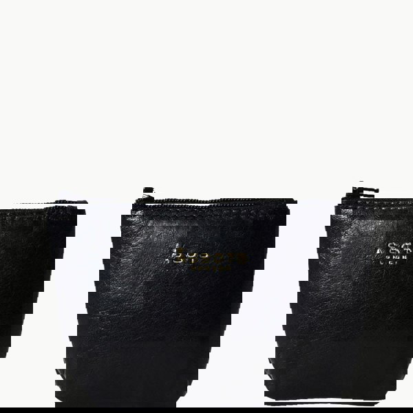 Assots London 'Diana' Black Full Grain Leather Zip Top Coin Purse