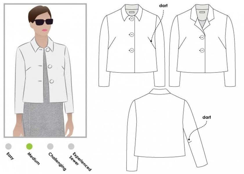 Style Arc Sewing Pattern Harriet Jacket - Jackets for Women - Intermediate