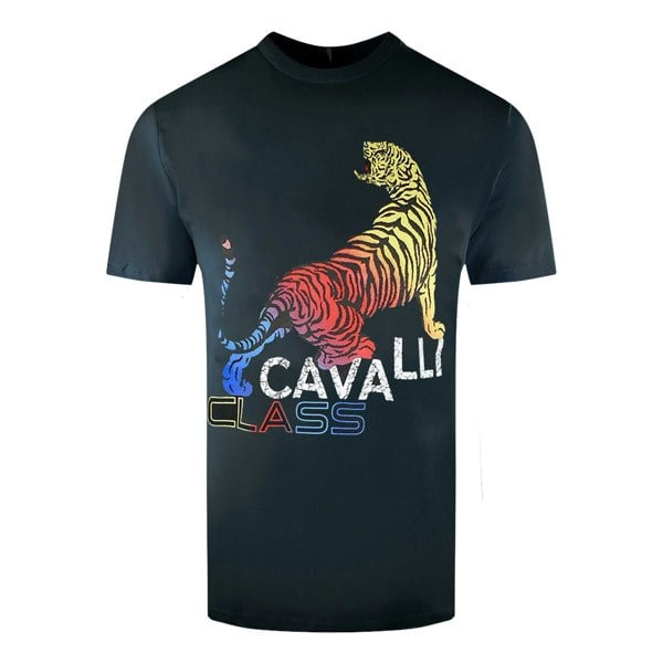 Cavalli Class Peeking Tiger Design Black T Shirt L