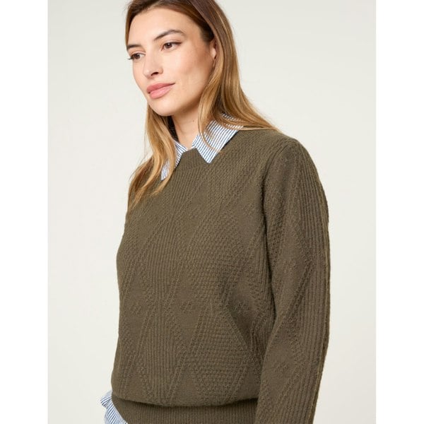 Blue Vanilla Argyle Texture Knit Jumper