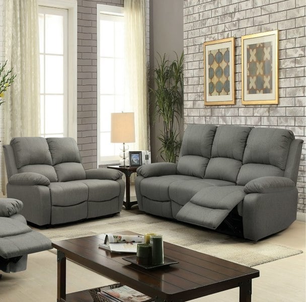 Comfy Living Venice Reclining Luxury Fabric Sofa Set