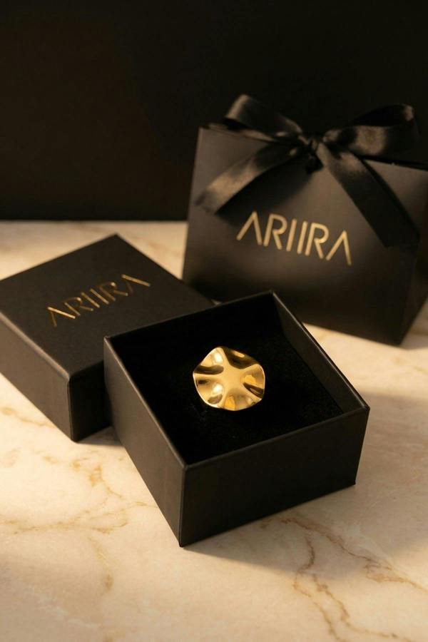 ARIIRA Sunny Gold Tone Abstract Wavy Statement