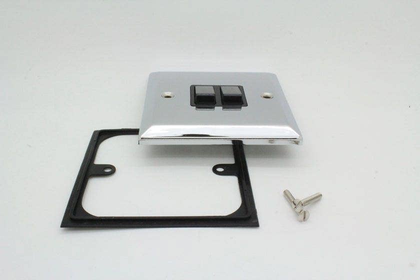 British General Polished Chrome and Black House Light 2 Switch