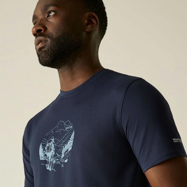 Regatta Mens Fingal Line Art Stretch T-Shirt - Navy - 