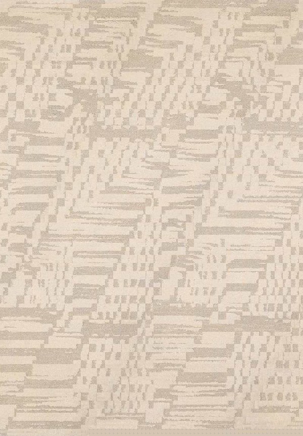 Ava Pave Wave Illusion Rug in cream with abstract geometric design, adding texture and elegance to minimalist interiors.