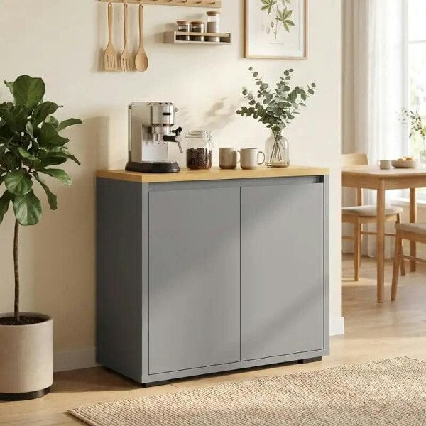 Kitchen Sideboard, Storage Cabinet with Double Doors and Adjustable Shelf for Living Room, Entryway, Grey - Grey