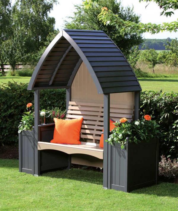 AFK Wooden Garden Arbour 'Cottage' In Charcoal and Nutmeg