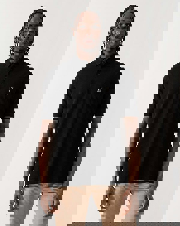 Armani Exchange Mens Embroidered A|X Monogram Short Sleeve Polo Shirt - Black UC001