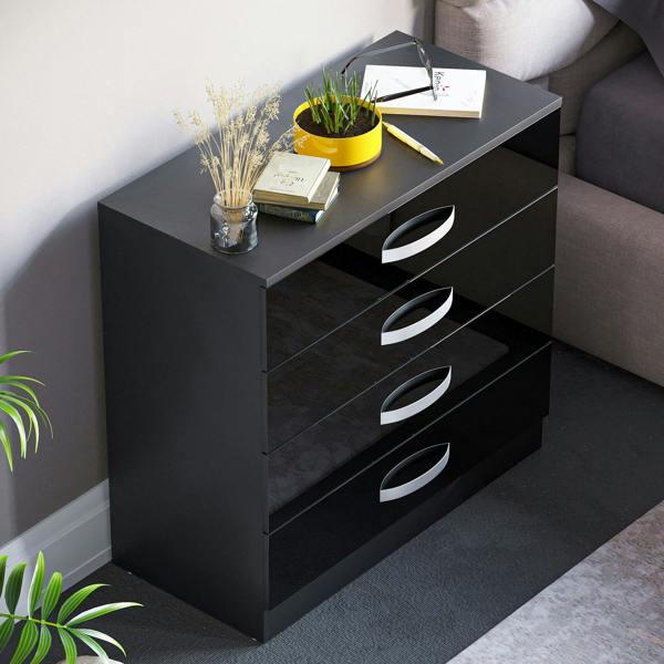 Vida Designs Hulio 4 Drawer Chest, Black