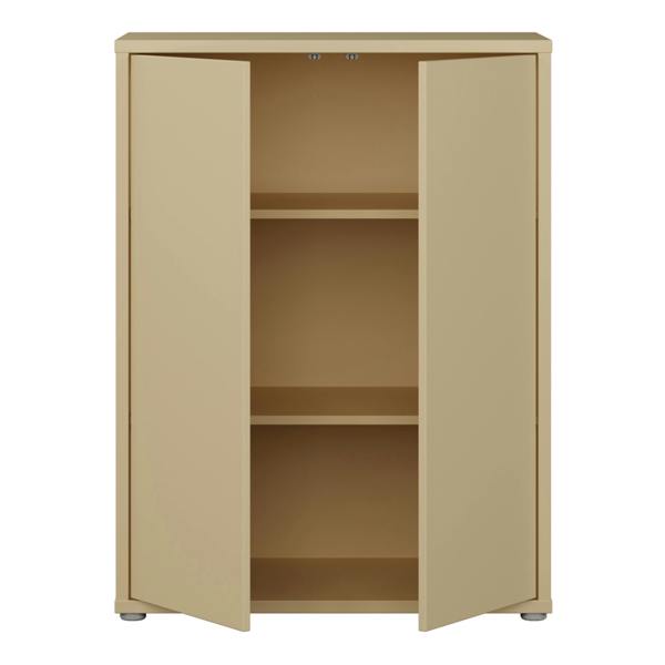 Furniture To Go Alice Springs Tall 2 Door Cupboard with Push-to-Open Doors in Butter Yellow