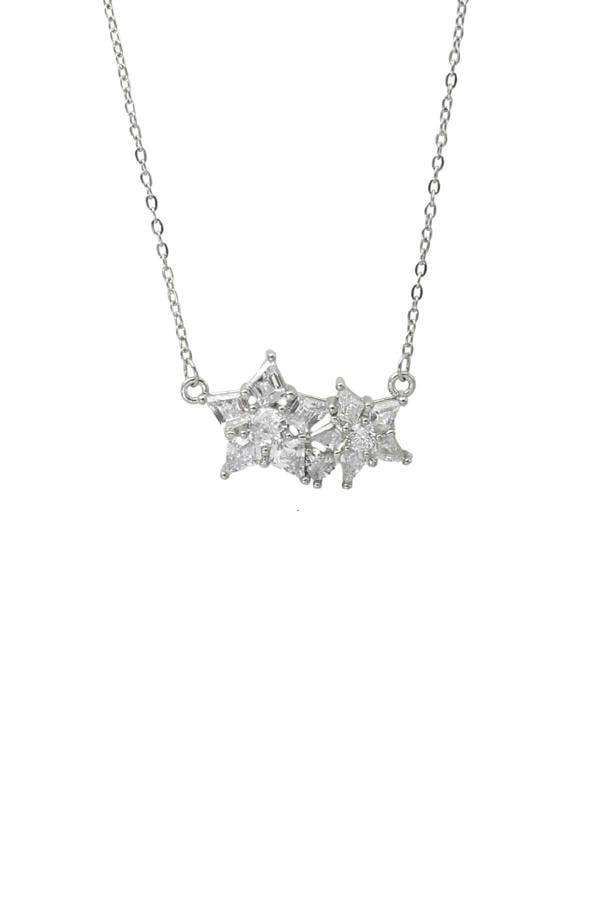 Say It With Double Star Necklace - Silver