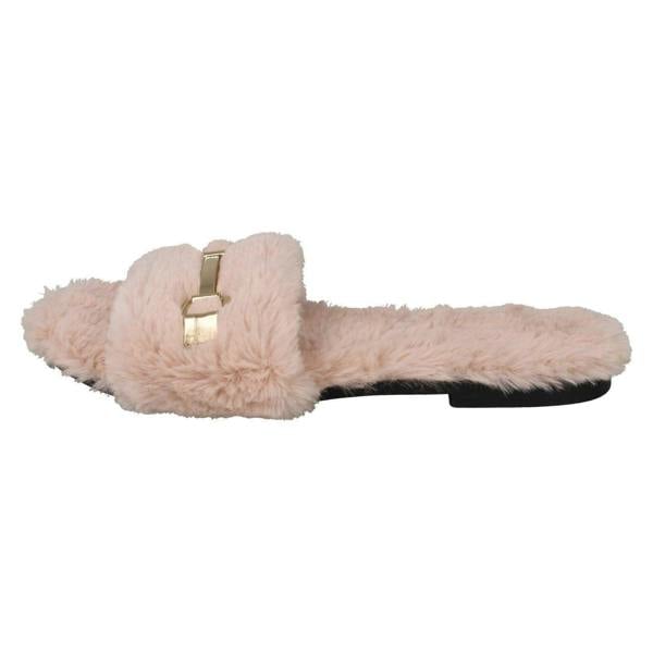 Spot On Ladies Spot On Flat Fur Mule Sliders F00139