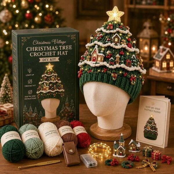 Obasyhig Christmas TreeCrochet Hat DIY Kit - Green