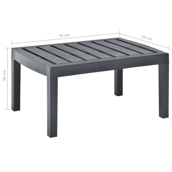 Berkfield Garden Table Anthracite 78x55x38 cm Plastic