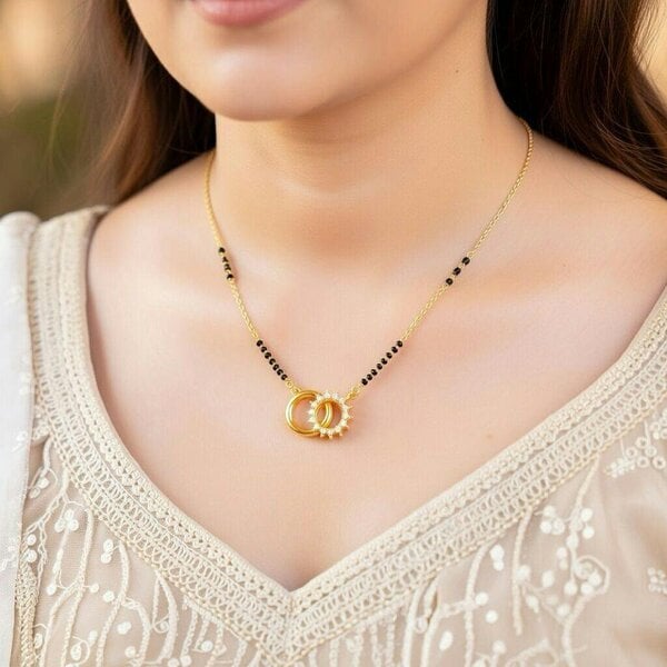 The Colourful Aura Delicate Twin Ring Dokiya Mangalsutra Necklace– Modern Symbolism