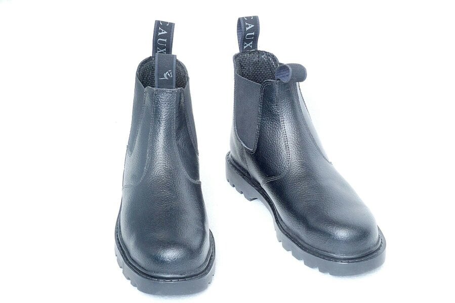 eQuitack Toughall Leather Steel Toe Cap Safety Chelsea Yard Jodhpur Boots With Elasticated Side Panels Black