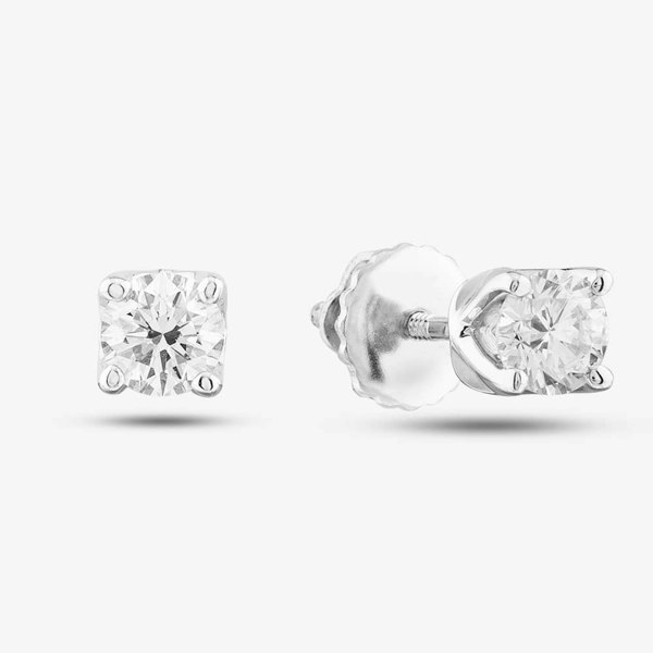 T. H. Baker 9ct White Gold Lab Grown 0.50ct Brilliant Cut Diamond Solitaire Stud Earrings LGE2534-50AN (WG)
