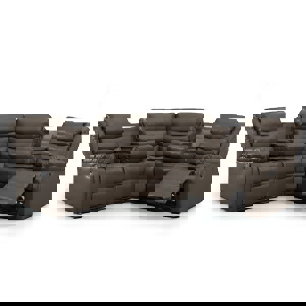 Furnishings For Less Leather 5 Seater Reclining Corner Sofa + Drinks Tray