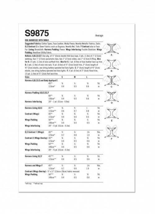 Simplicity Sewing Pattern 9875 for Pets, A (S-M-L) - Intermediate