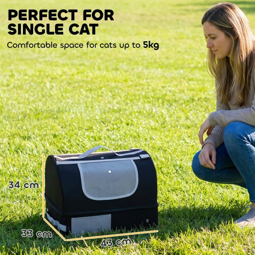PawHut Portable Cat Litter Box with Zipper & Lid for Travel, Black