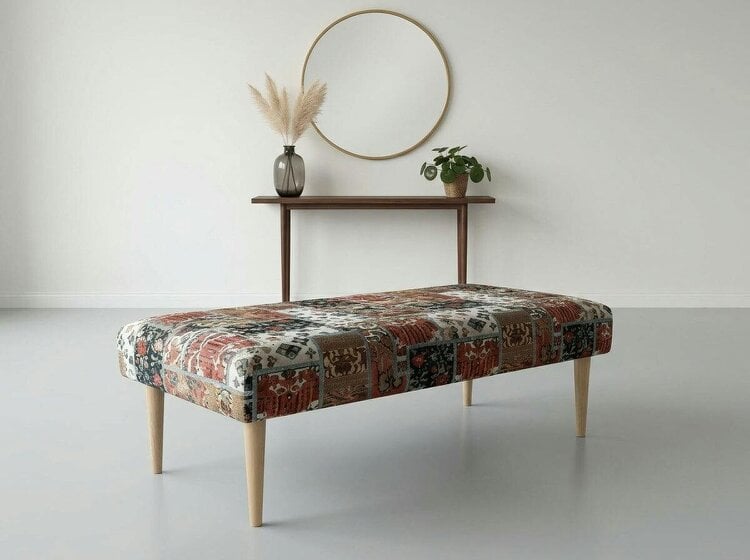 ISTOOLS Premium Printed Pattern Fabric Footstool Ottoman – Multi-Functional Pouffe Footrest & Table - 36 x 24 Inches (92 x 61cm)