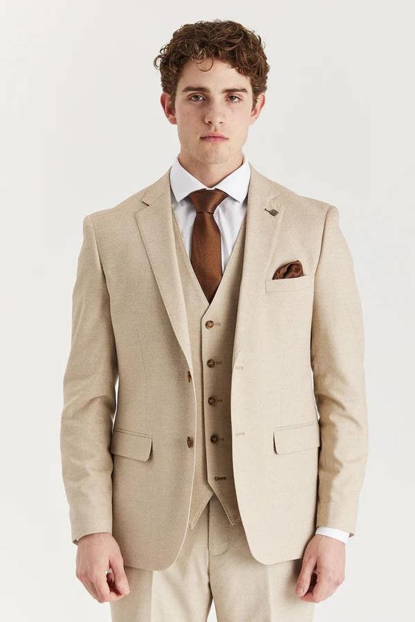 Infinity Leather Men's Beige Lightweight Summer Single-Breasted Blazer