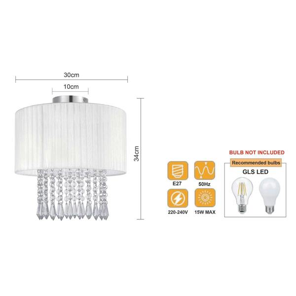 COSYLYTE Winni Modern Beaded Voile Cream Ceiling Light