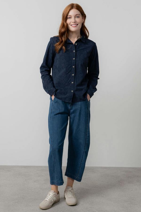 Lily & Me Patsy Textured Jacquard Shirt Navy